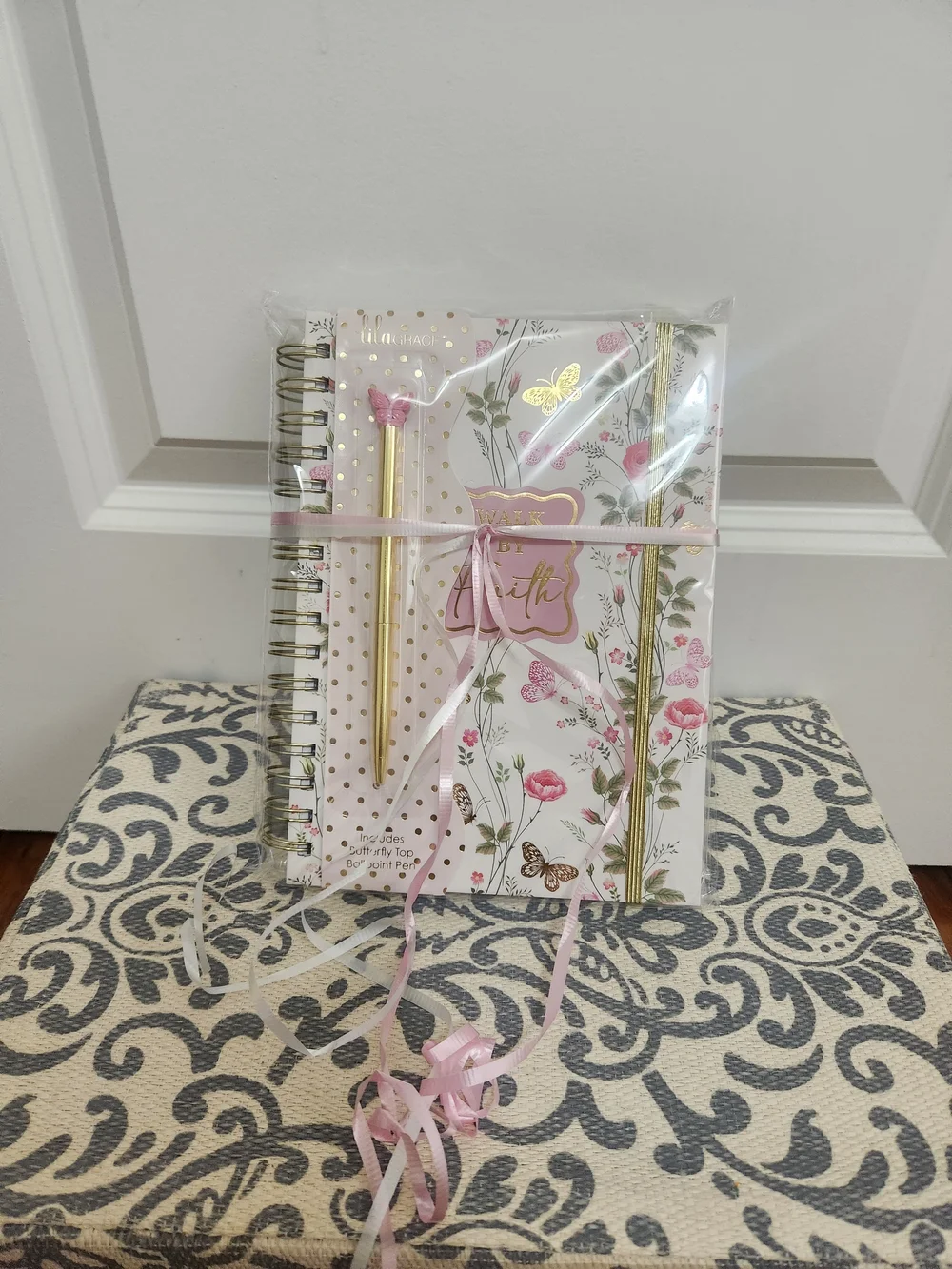 Walk By Faith Floral Journal with Pink & Gold Accents